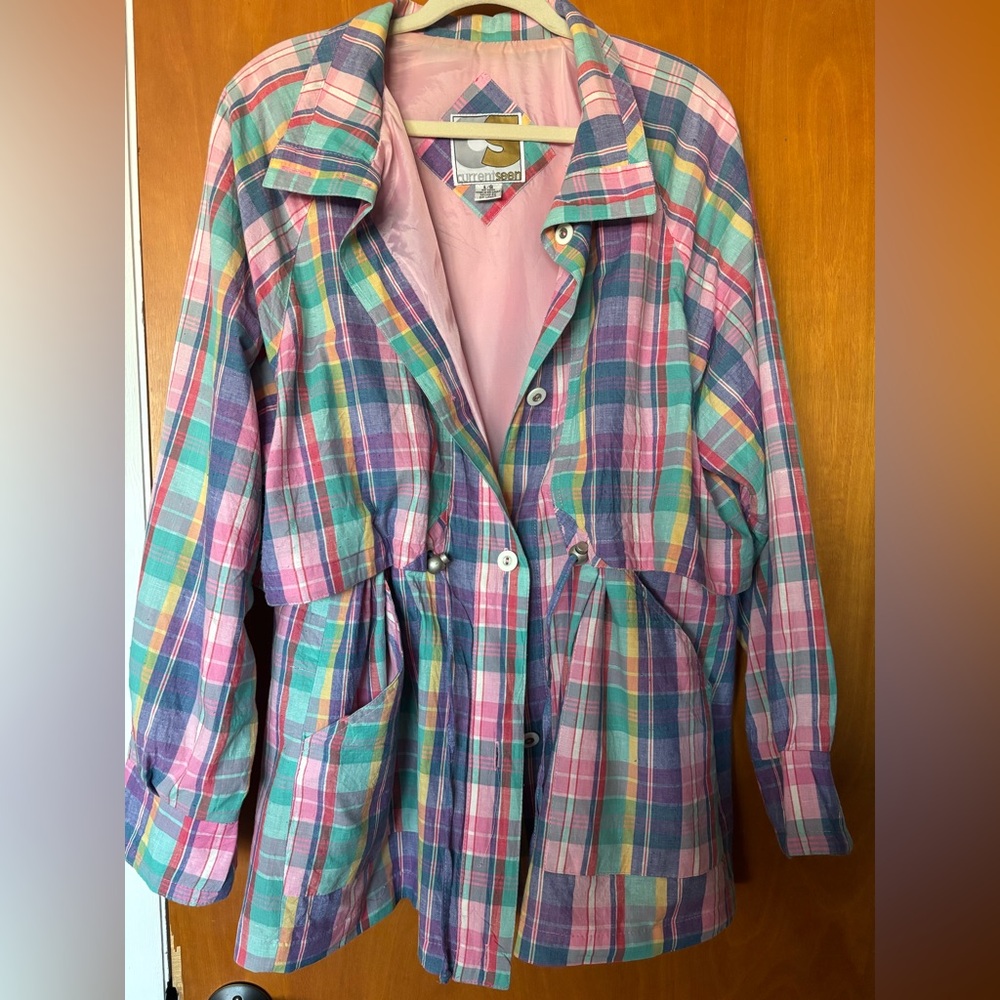 Current Seen Plaid Utility Jacket Lightweight Spr… - image 1